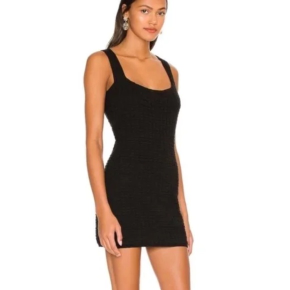 Free People Beach Black Waffle Knit Sleeveless Mini Dress SZ Med - Picture 8 of 12